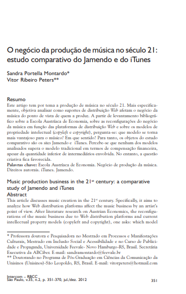 O negócio da produção de música no século 21: estudo comparativo do Jamendo e do iTunes