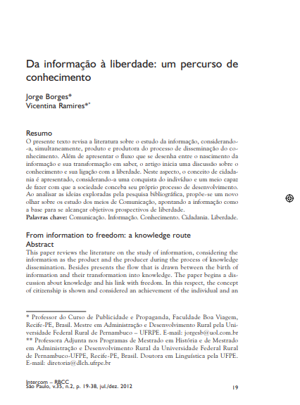 Da informação à liberdade: um percurso de conhecimento