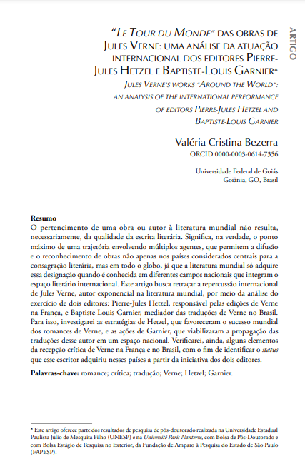 “LE TOUR DU MONDE” DAS OBRAS DE JULES VERNE: UMA ANÁLISE DA ATUAÇÃO INTERNACIONAL DOS EDITORES PIERREJULES HETZEL E BAPTISTE-LOUIS GARNIER
