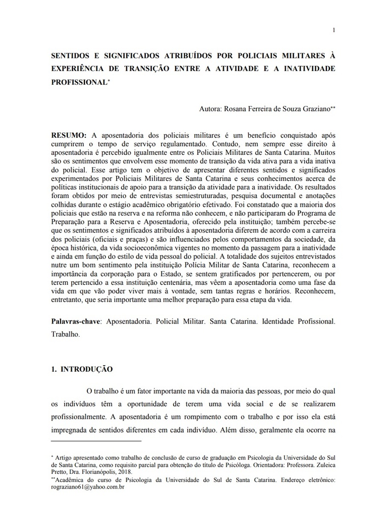 Sentidos e significados atribuídos por policiais militares à experiência de transição entre a atividade e a inatividade profissional