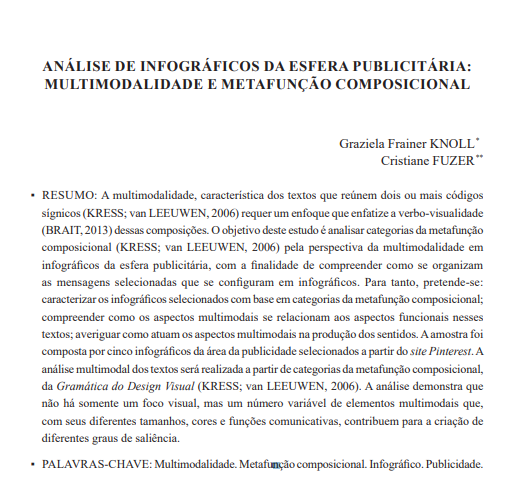 ANÁLISE DE INFOGRÁFICOS DA ESFERA PUBLICITÁRIA: MULTIMODALIDADE E METAFUNÇÃO COMPOSICIONAL