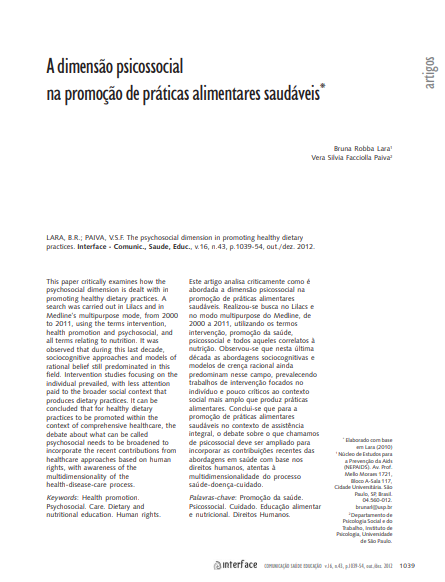 A dimensão psicossocial na promoção de práticas alimentares saudáveis