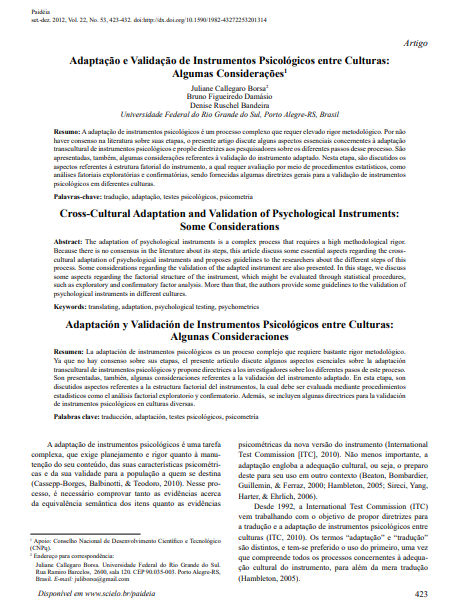 Adaptação e validação de instrumentos psicológicos entre culturas: algumas considerações