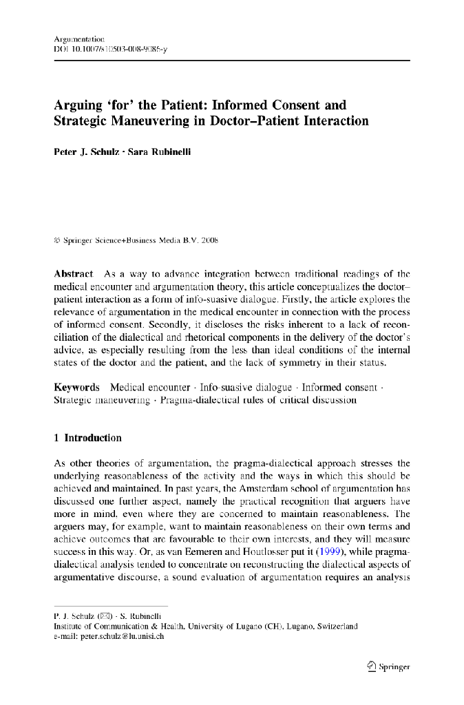 Argumentação e comunicação médico-paciente: comparando os enfoques da pragma-dialética de Toulmin e a sociolinguística americana