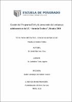 Gestión del Programa EVA y la prevención del embarazo adolescente en la I.E. &quot;Antonio Encinas&quot;, Rondos 2018