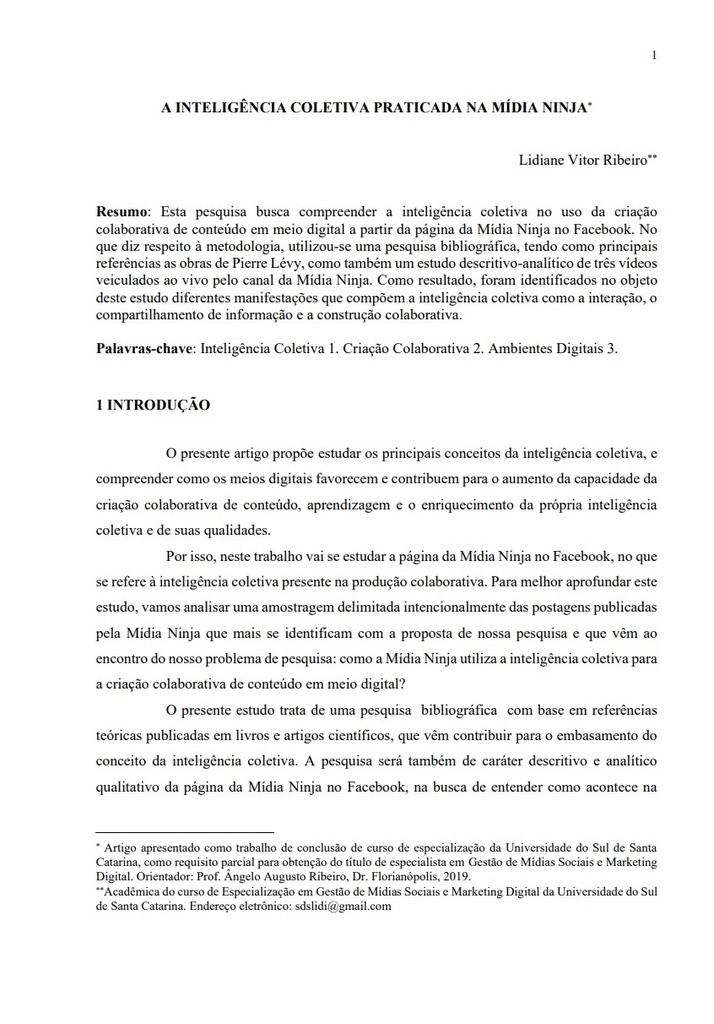 A inteligência coletiva praticada na mídia ninja