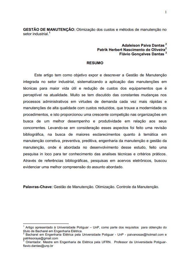 GESTÃO DE MANUTENÇÃO: Otimização dos custos e métodos de manutenção no setor industrial