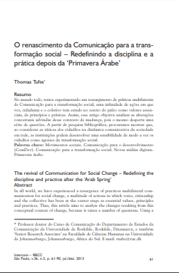 O renascimento da Comunicação para a transformação social: redefinindo a disciplina e a prática depois da 'Primavera Árabe'