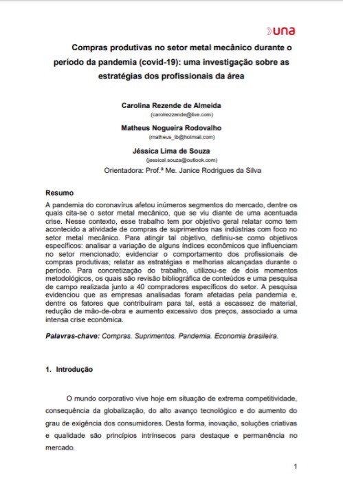 Compras produtivas no setor metal mecânico durante o período da pandemia (covid-19): uma investigação sobre as estratégias dos profissionais da área