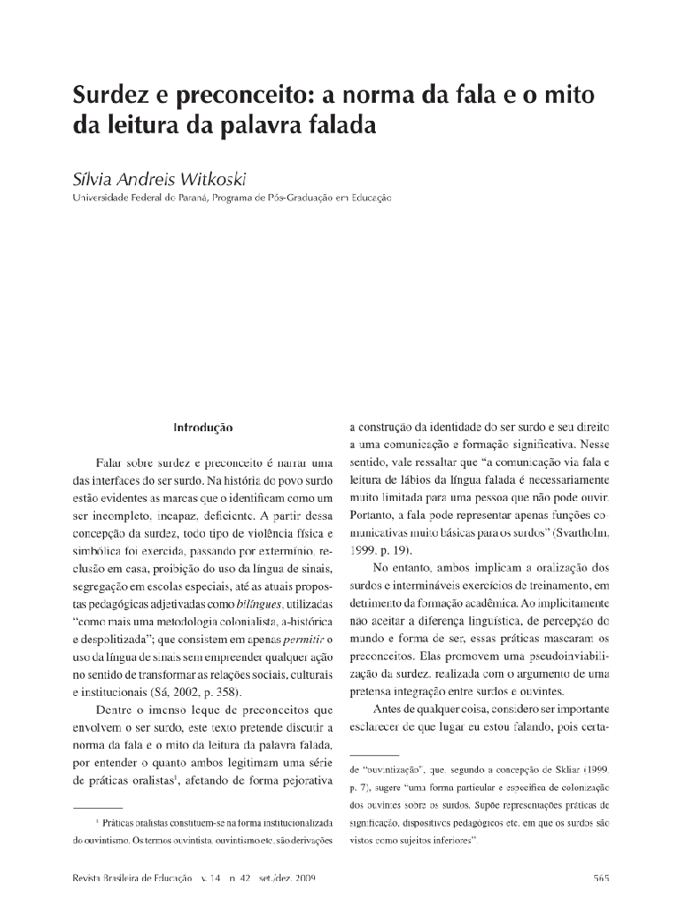 Surdez e preconceito: a norma da fala e o mito da leitura da palavra falada