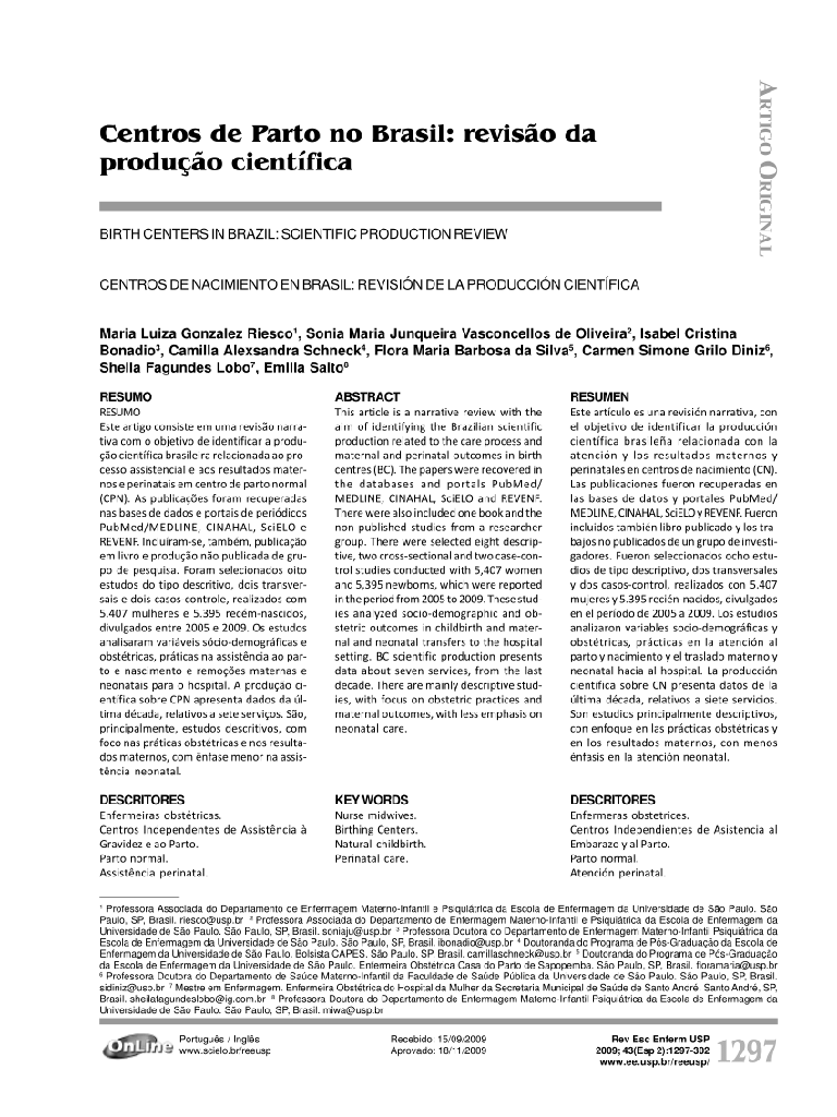 Centros de Parto no Brasil: revisão da produção científica