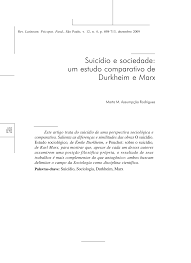 Suicídio e sociedade: um estudo comparativo de Durkheim e Marx