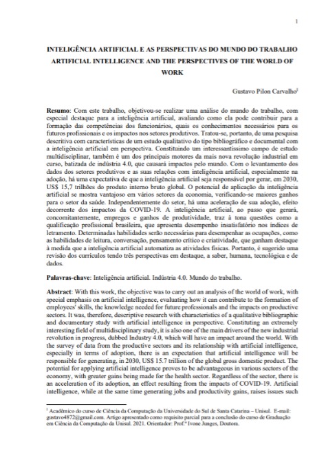 Inteligência artificial e as perspectivas do mundo do trabalho