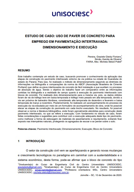 Estudo de caso: uso de Paver de concreto para emprego em pavimentação intertravada: dimensionamento e execução