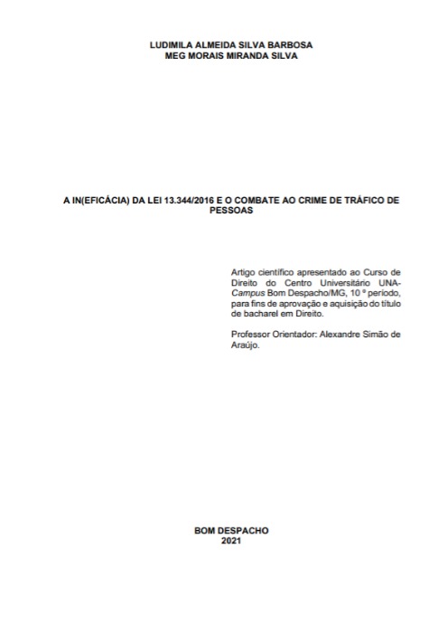 A in(eficácia) da lei 13.344/2016 e o combate ao crime de tráfico de pessoas