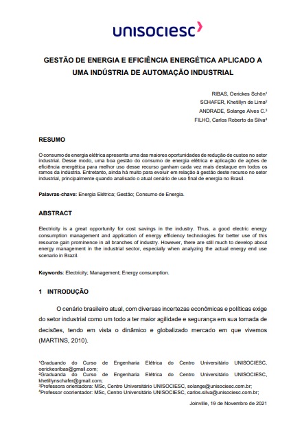 Gestão de energia e eficiência energética aplicados a uma indústria de automação industrial