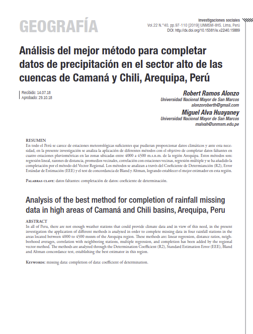 Análisis del mejor método para completar datos de precipitación