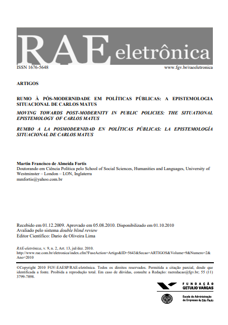 Rumo à pós-modernidade em políticas públicas: a epistemologia situacional de Carlos Matus