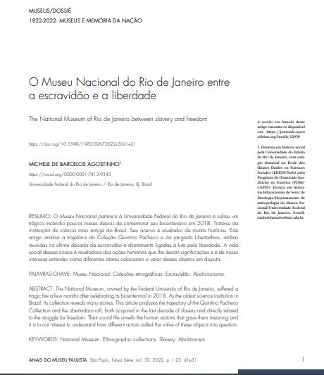 O Museu Nacional do Rio de Janeiro entre a escravidão e a liberdade