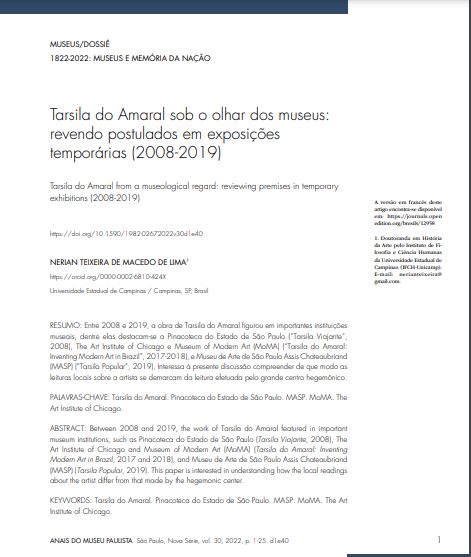 Tarsila do Amaral sob o olhar dos museus: revendo postulados em exposições temporárias (2008-2019)