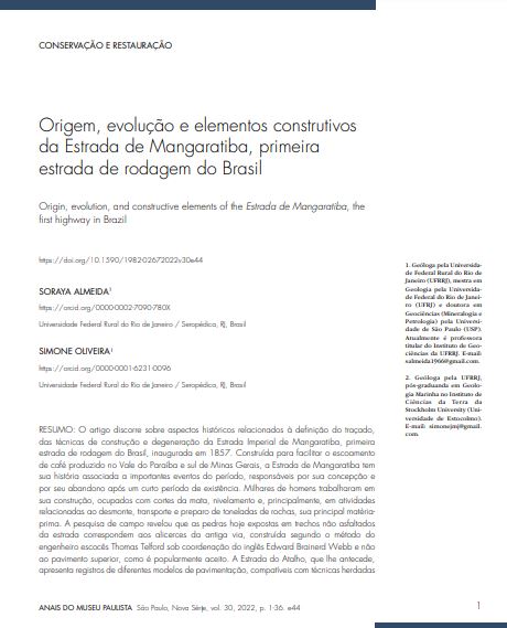 Origem, evolução e elementos construtivos da Estrada de Mangaratiba, primeira estrada de rodagem do Brasil