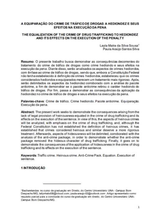A equiparação do crime de tráfico de drogas a hediondez e seus efeitos na execução da pena