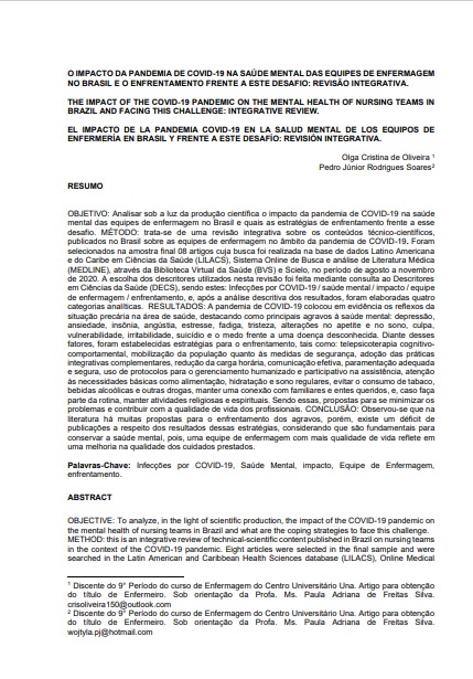 O impacto da pandemia de Covid 19 na saúde mental das equipes de enfermagem no Brasil e as estratégias de enfrentamento frente a este desafio