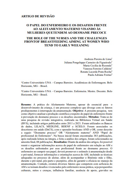 O papel do enfermeiro e os desafios frente ao aleitamento materno visando as mulhere que tendem ao desmame precoce