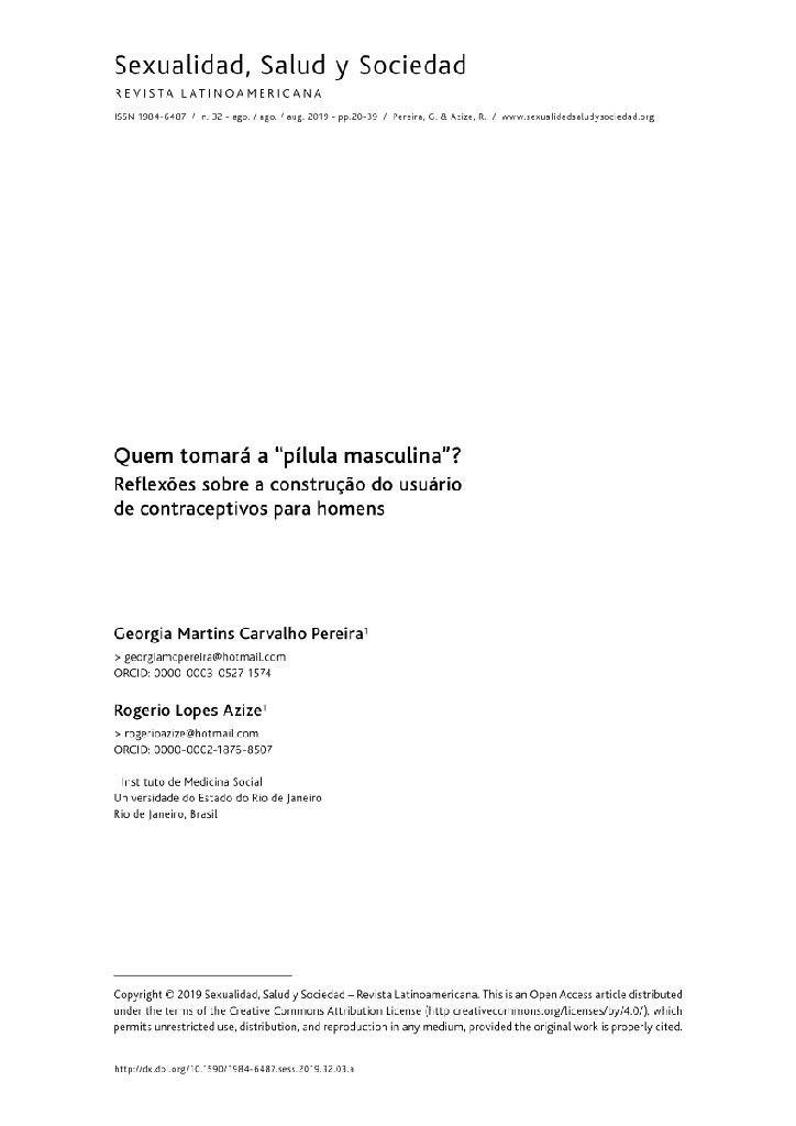 Quem tomará a “pílula masculina”? Reflexões sobre a construção do usuário de contraceptivos para homens