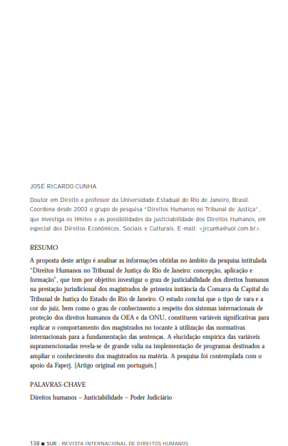 Direitos humanos e justiciabilidade: pesquisa no Tribunal de Justiça do Rio de Janeiro