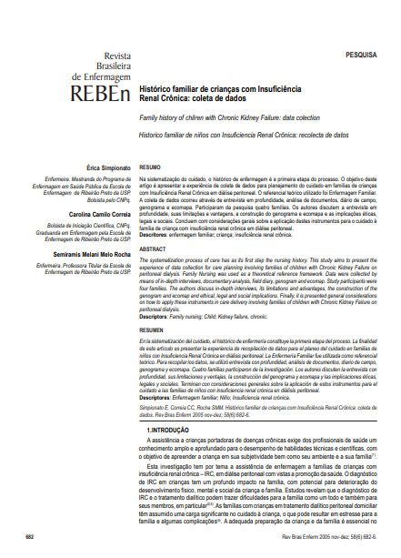 Histórico familiar de crianças com insuficiência renal crônica: coleta de dados