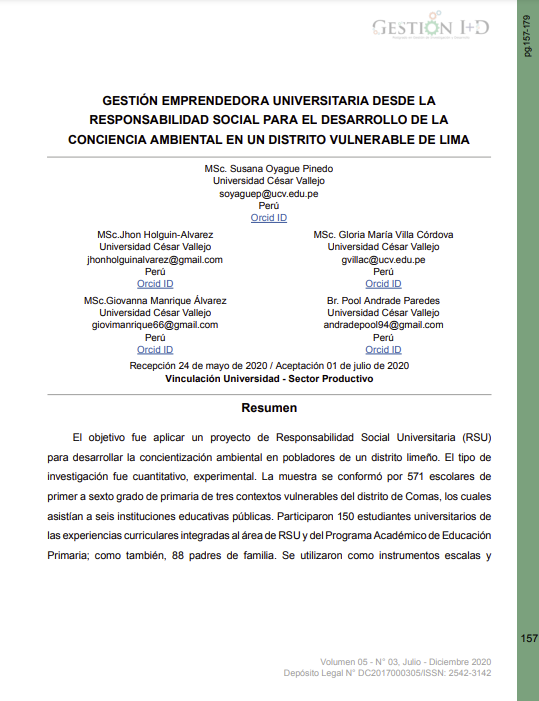 Gestión emprendedora universitaria desde la responsabilidad social