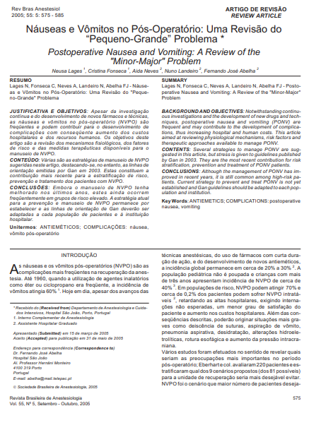 Náuseas e vômitos no pós-operatório: uma revisão do &quot;pequeno-grande&quot; problema
