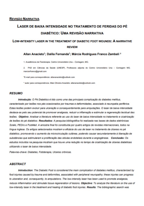 Laser de baixa intensidade no tratamento de feridas do pé diabético: uma revisão narrativa