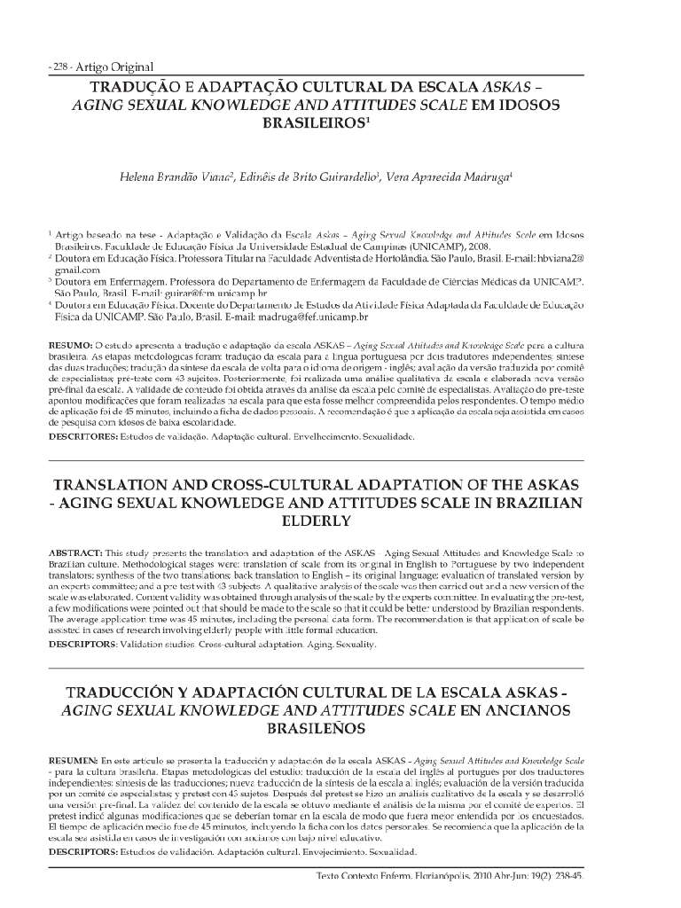 Tradução e adaptação cultural da Escala Askas: Aging Sexual Knowledge and Attitudes Scale em idosos brasileiros