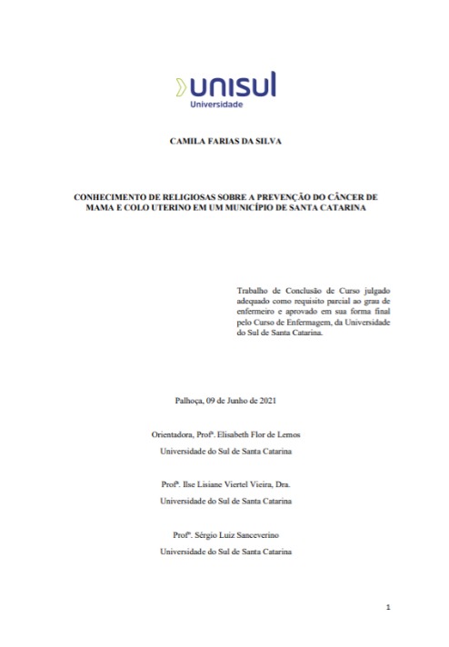 Conhecimento de religiosas sobre a prevenção do câncer de mama e colo uterino em um município de Santa Catarina
