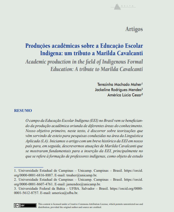 Produções acadêmicas sobre a Educação Escolar Indígena: um tributo a Marilda Cavalcanti