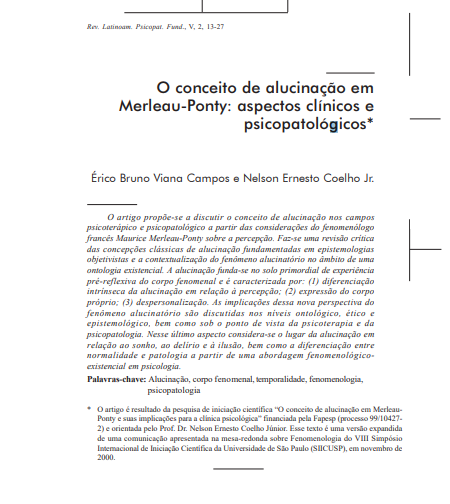 O conceito de alucinação em Merleau-Ponty: aspectos clínicos e psicopatológicos