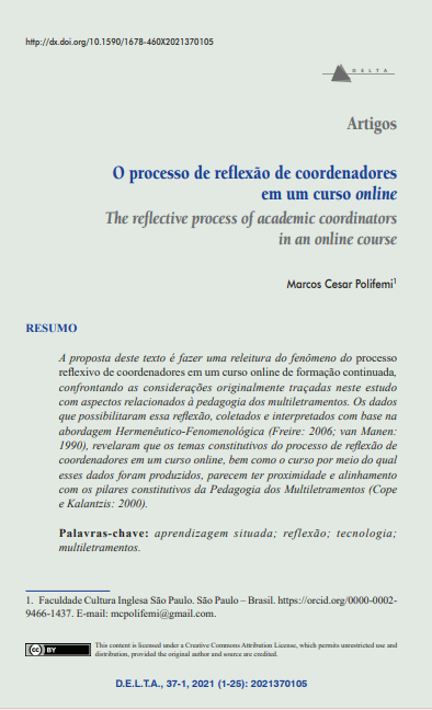 O processo de reflexão de coordenadores em um curso online
