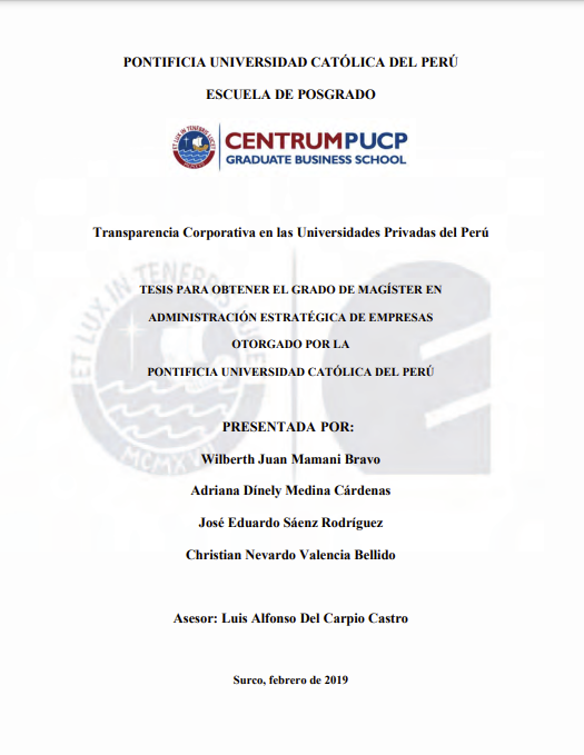 Transparencia corporativa en las universidades privadas del Perú