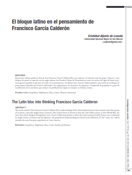 El bloque latino en el pensamiento de Francisco García Calderón