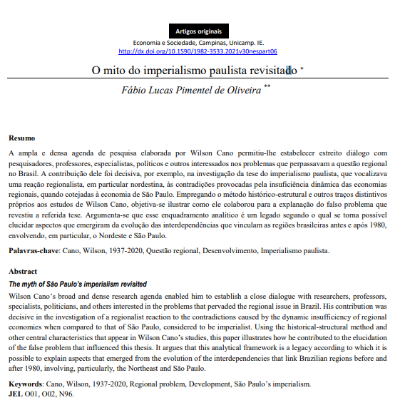 O mito do imperialismo paulista revisitado
