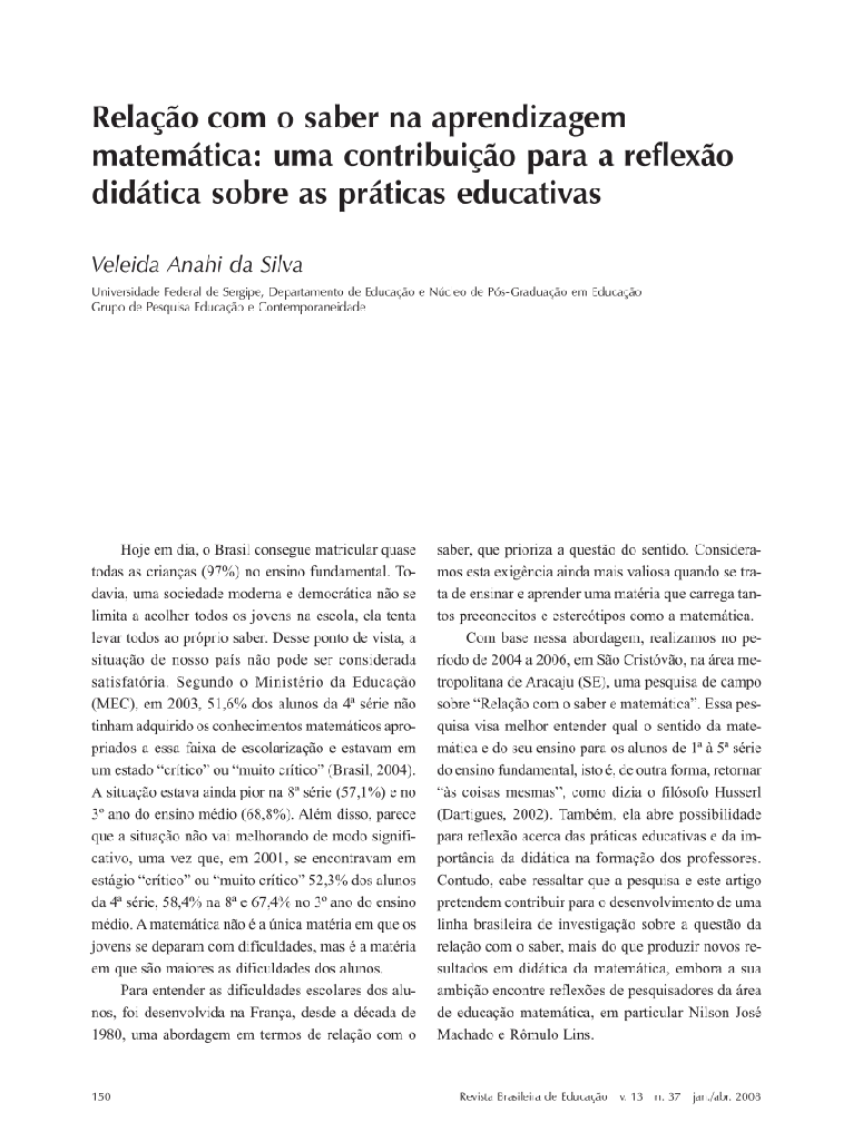 Relação com o saber na aprendizagem matemática: uma contribuição para a reflexão didática sobre as práticas educativas