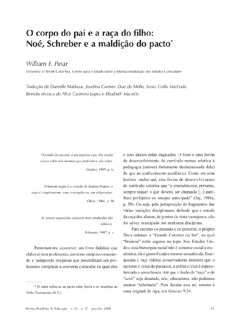 O corpo do pai e a raça do filho: Noé, Schreber e a maldição do pacto