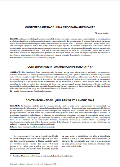 Contemporaneidade: uma psicopatia americana?