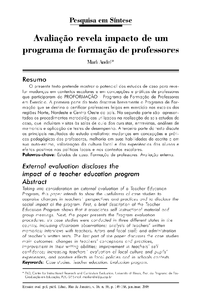 Avaliação revela impacto de um programa de formação de professores