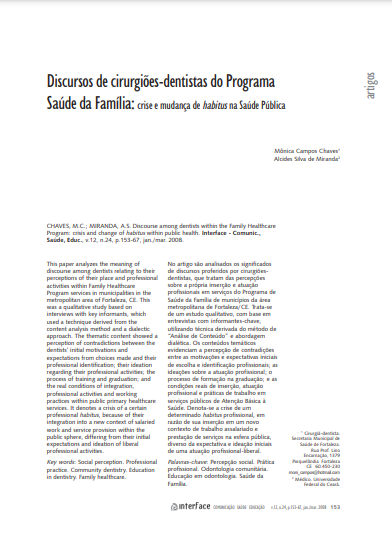 Discursos de cirurgiões-dentistas do Programa Saúde da Família: crise e mudança de habitus na Saúde Pública