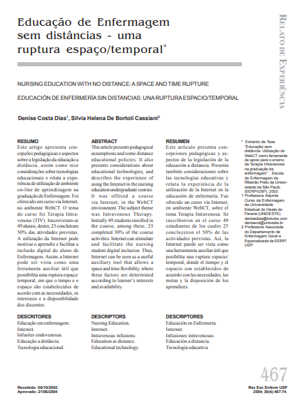 Educação de Enfermagem sem distâncias: uma ruptura espaço/temporal