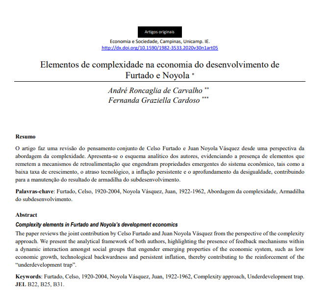 Elementos de complexidade na economia do desenvolvimento de Furtado e Noyola