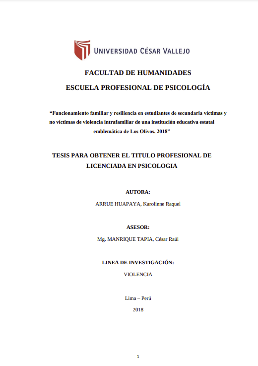 Funcionamiento familiar y resiliencia en estudiantes de secundaria víctimas y no víctimas de violencia intrafamiliar